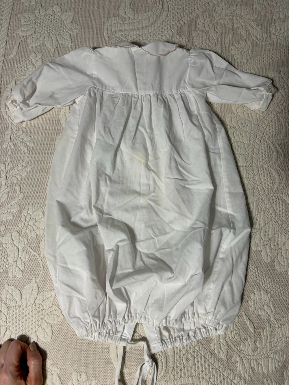 Carriage Boutique White Sleep Sack with Pink Smocking smoked gown - Picture 7 of 8